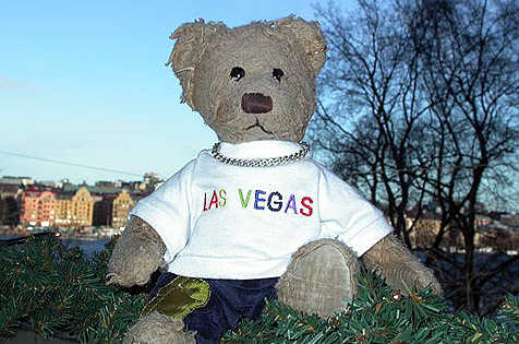 Teddy Bear Greggan and his brand new T-shirt bought when he was visiting Las Vegas