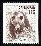 Stamp with swedish brown bear