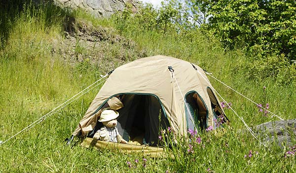 Gregory Bear try out his new tent in the open air