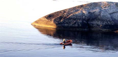 Teddy Bear driving his own inflatable boat