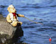 fishing teddy bear